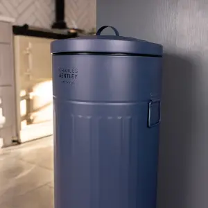 30L Retro Steel Waste Rubbish Kitchen Pedal Bin Dark Blue