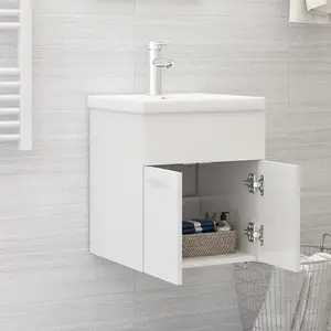 Berkfield Sink Cabinet High Gloss White 41x38.5x46 cm Engineered Wood