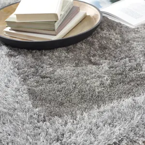 Origins Shimmer Shaggy Border Silver Rug 80 X 150