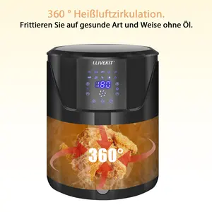 7L Large Air Fryer, Family Size Hot Air Fryer 1800W Digital Touchscreen With 10 Presets, Removable Basket, Timer & Temperature Control For Oil Free & Low Fat Healthy Cooking Black