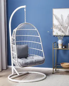 Hanging Chair with Stand ALLERA Fabric White