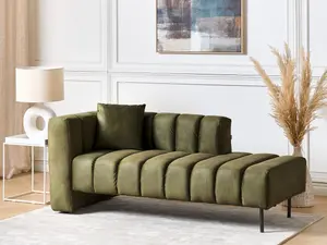 Left Hand Velvet Chaise Lounge Green LANNILS