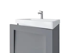 Bathroom Vanity Unit and Basin 500mm Cloakroom Sink Wall Cabinet Grey Matt Avir