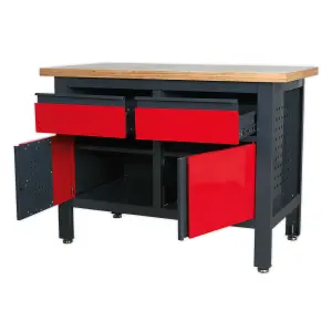 Sealey Workstation With 2 Drawers 2 Cupboards Heavy Duty 300kg Capacity AP1372A