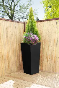 Primrose Black Flared Tapered Outdoor Planter Zinc Galvanised Pot 116cm x 52cm