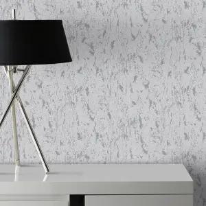 Superfresco Milan Cork Illusion Textured Silver Metallic Wallpaper