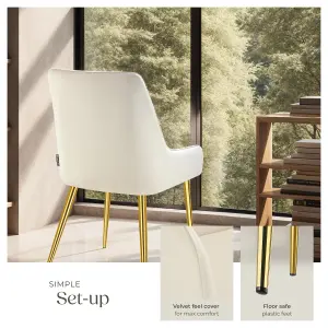 Dining Chair Avane - upholstered in velvet look, padded, ergonomic, high backrest - beige