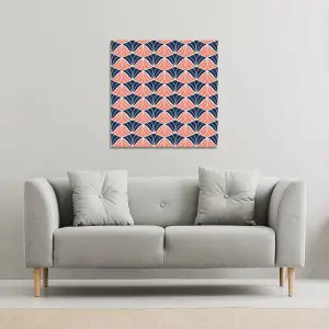 Navy & Pink Geometric Shells (Canvas Print) / 101 x 101 x 4cm