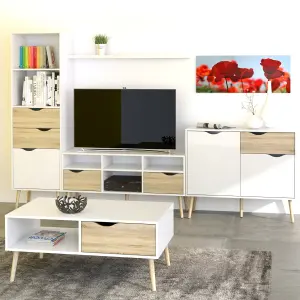 OSLO TV UNIT 2 DRW 4 SHELVES WHITE OAK