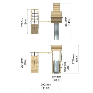 PolarPlay Tower Kids Wooden Climbing Frame with Swing and Slide - Climb & Swing Tyra Sage