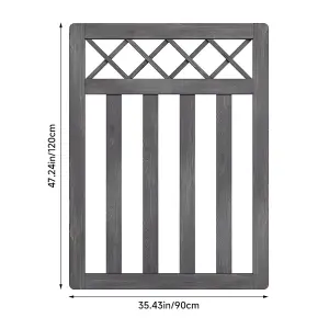 Grey Outdoor Cross Top Wooden Garden Gate Pedestrian Fence Yard Door with Accessory Kit,120cm x 90cm