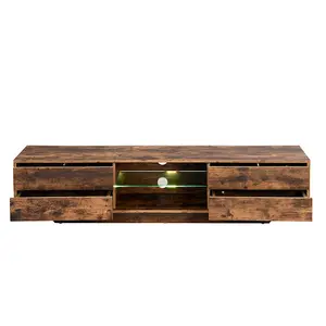 Sienna Wooden TV Stand In Rustic Oak With LED Lighting