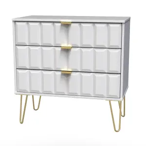 Cube Ready assembled Matt white 3 Drawer Chest of drawers (H)695mm (W)765mm (D)415mm