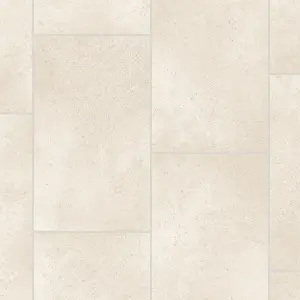 White Modern Tile Effect Anti-Slip Vinyl Flooring for Home, Shops, Offices, 2.8mm Thick Vinyl Sheet-5m(16'4") X 3m(9'9")-15m²