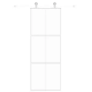 Berkfield Sliding Door White 76x205 cm Tempered Glass and Aluminium