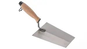 Toolty Bucket Trowel with Cork Handle 180mm Grinded Carbon Steel for Brickwork and Plastering Rendering Masonry DIY