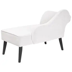 Left Hand Fabric Chaise Lounge White BIARRITZ