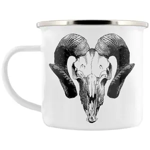 Grindstore Aries Skull Enamel Mug White (One Size)