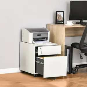 Billups 39cm Wide 2 -Drawer Mobile Steel File Cabinet White