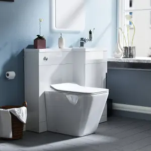 Nes Home Raven Right Hand 900mm Vanity Basin Unit, WC Unit & Elora Back to Wall Toilet White