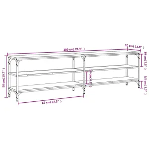 Berkfield TV Cabinet Smoked Oak 180x30x50 cm Engineered Wood and Metal