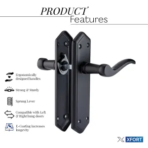 XFORT Matt Black London Suite Lever Latch Handles, Door Handles