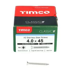 TIMCO Classic Multi-Purpose Countersunk A2 Stainless Steel Woodcrews - 4.0 x 45 (200pcs)