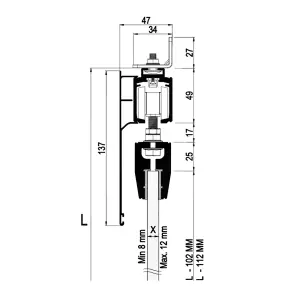 DecorAndDecor Top Hung Glass Sliding Door Gear Kit - 120Kg Max Door Weight - 1800mm Track - One Way Soft Close