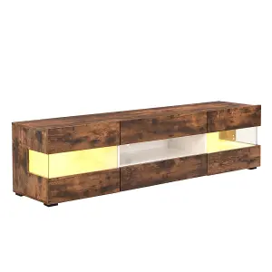 Kirsten Wooden TV Stand In Rustic Oak With LED Lighting