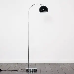 Derosier 152cm Arched Floor Lamp Chrome / Black