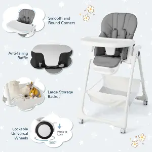 Costway Adjustable Baby High Chair Convertible Infant Dining Chair With 5-point Harness