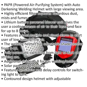 Advanced Auto Darkening Welding Helmet with PAPR System and Solar Power