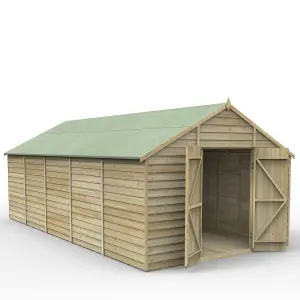 Forest Garden Overlap 20x10 ft Apex Wooden 2 door Shed with floor - Assembly service included