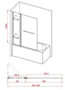 Aquarius LevAqua Deluxe Two Panel Folding Bath Screen Chrome