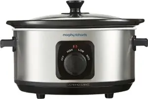 Morphy Richards 3.5L Stainless Steel Slow Cooker, 3 Heat Settings, One Pot Solution, Dishwasher Safe Ceramic Pot, 460017