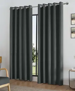 Temple Velvet 90" x 90" Charcoal (Ring Top Curtains)