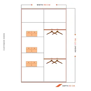 Sliding Wardrobes 4U Simona Double Mirror Sliding Door Wardrobe in 5 Colors - Grey (W)1500mm (H)2170mm