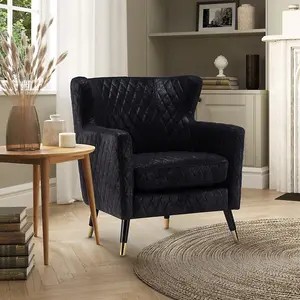 Faux Leather Suede Black Alessia Accent Chair