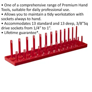 Premium 337mm 3/8" Square Drive Socket Holder for Efficient Tool Organization