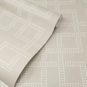 A Street Prints Symetrie Theory Ecru Grey White Wallpaper