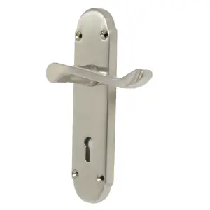 Epsom Door Handles Key Lock Scroll Lever - Satin Pack Hinges