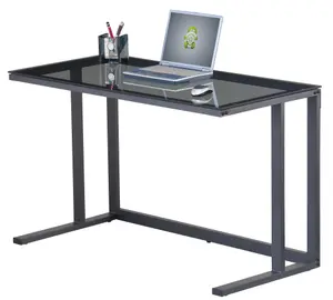 Air Desk with Top-plate in Smoked Glass