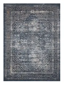 Navy Floral Traditional Luxurious Rug For Dining Room Bedroom & Living Room-66 X 231cm (Runner)