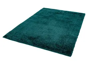 Teal Plain Modern Luxurious Shaggy Machine Made Rug for Living Room and Bedroom-160cm X 230cm