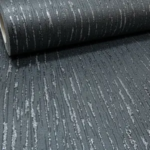 Crystal Glitter Encrusted Plain Mix Textured Vinyl Grey Silver Black Wallpaper  Black Silver Glitter WD0061