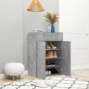 Shoe Cabinet Concrete Grey 60x35x84 cm Engineered Wood