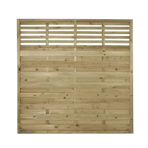 Forest Garden Contemporary Slatted Pressure treated Wooden Fence panel (W)1.8m (H)1.8m, Pack of 10