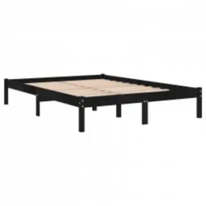 Berkfield Bed Frame Black Solid Wood 140x200 cm