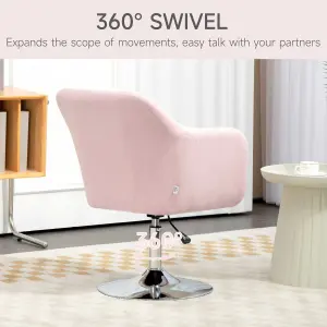 HOMCOM Stylish Retro Linen Swivel Tub Chair Steel Frame Cushion Seat Pink