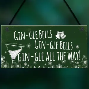 Red Ocean Funny Gin Sign Hanging Plaque Christmas Decoration Xmas Friendship Gift